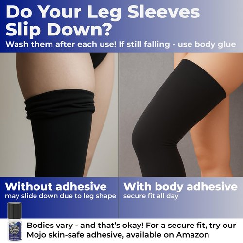Mojo - Compression Socks Footless for Women and Men 20-30mmHg - Extra Wide Compression Full Leg Sleeve for Varicose Veins Circulation, Lymphedema, DVT - Black, 3X-Large - A609