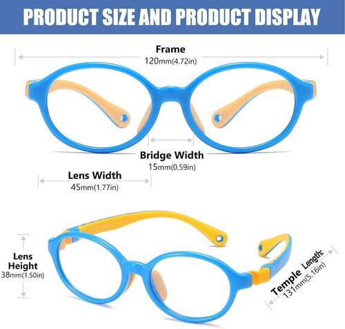 DUCO Blue Light Glasses for Kids - Anti-Glare Eyewear with Strap for Ages 6-10 | Stylish & Comfortable