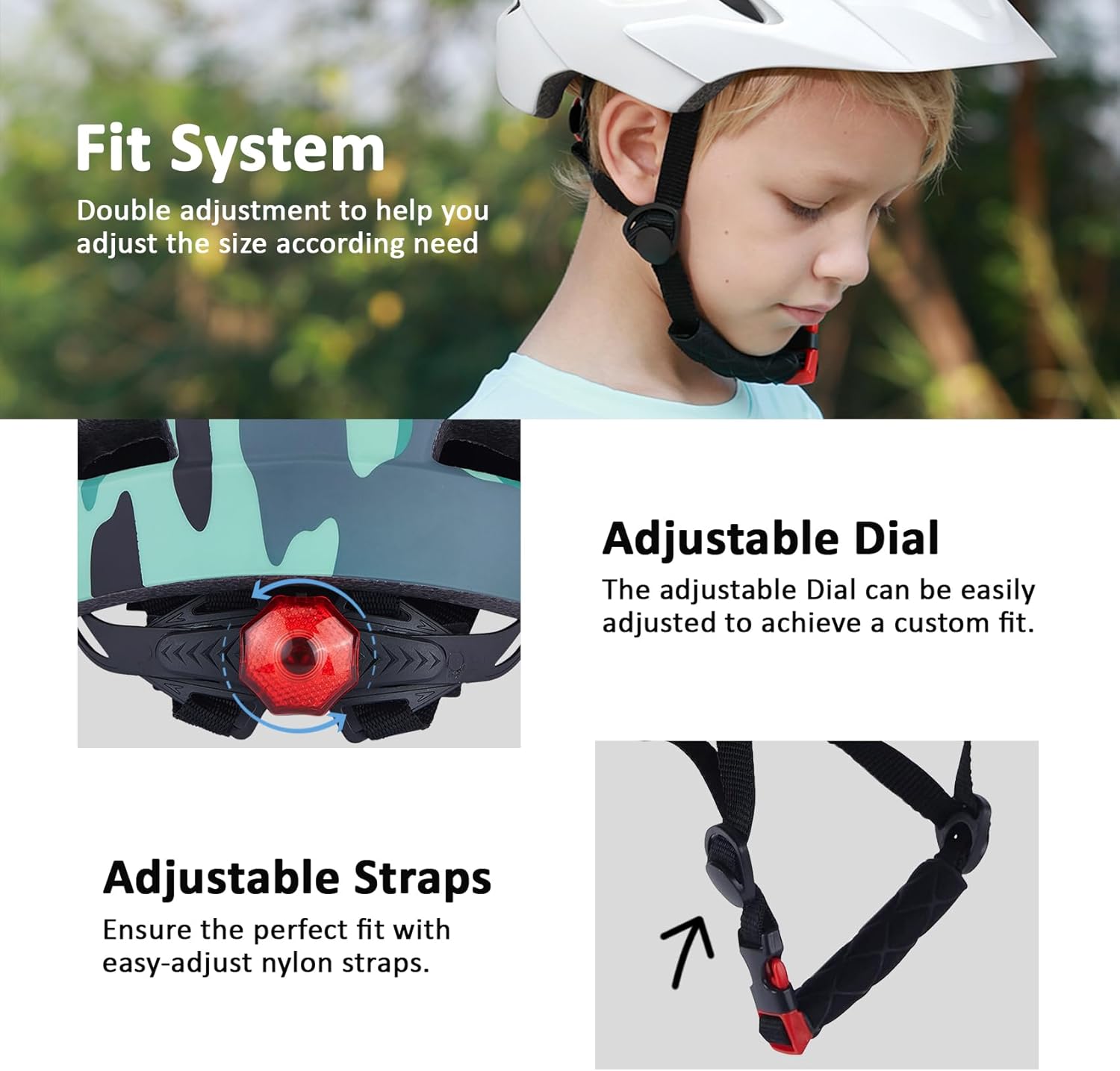 Skiennix Kids Bike Helmet - Adjustable Toddler & Youth Design with Detachable Visor & LED Light | Multi-Sport Use for Ages 3-12