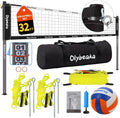 Skiennix 32ft Outdoor Volleyball Net Set - Adjustable Heavy Duty Poles, Durable 28-Ply Net, PU Volleyball & Pump Included