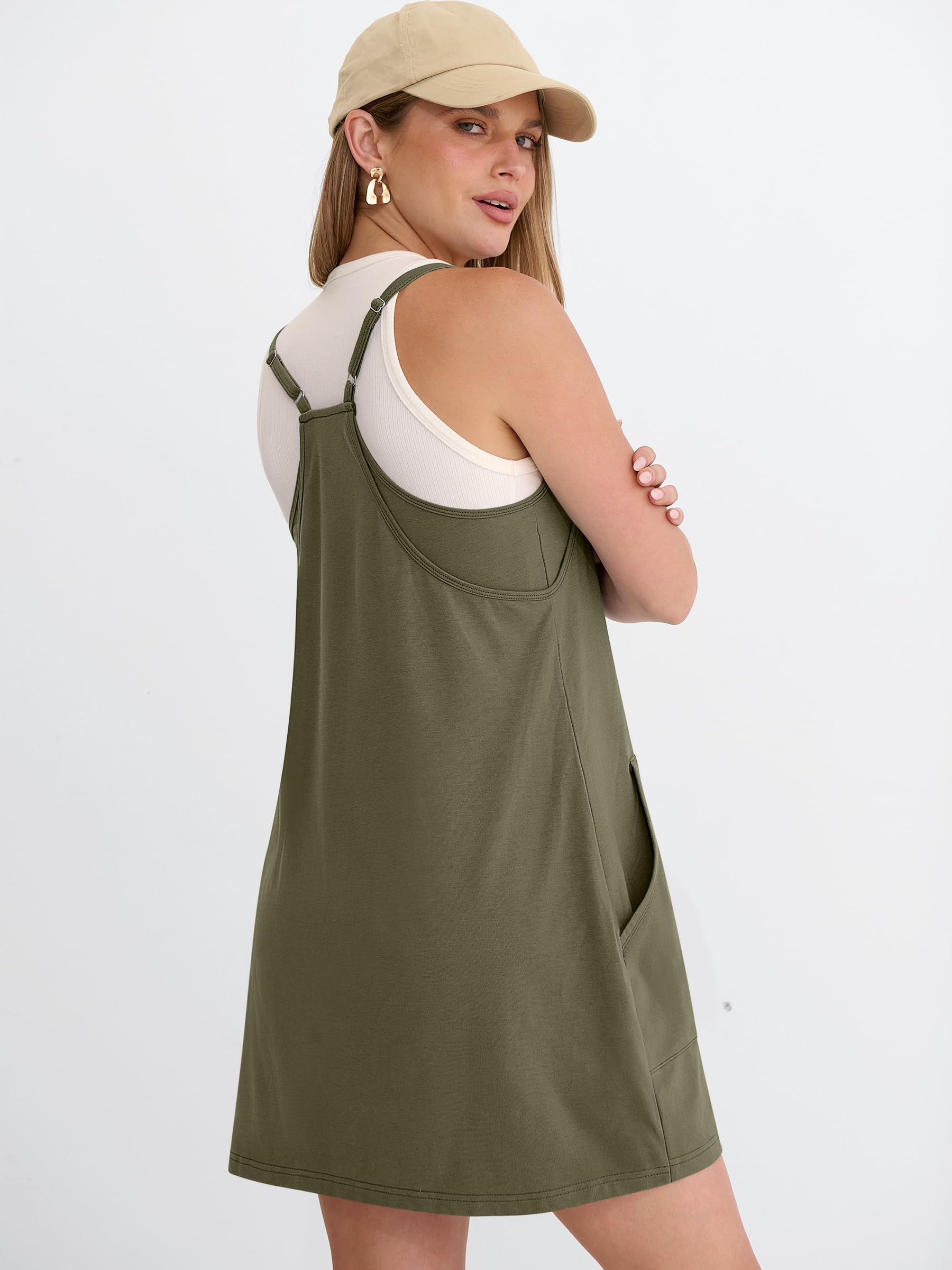ANRABESS Women Athletic Tennis Dress 2026 Summer Square Neck Active Romper Built in Shorts Casual Athleisure Mini Dresses