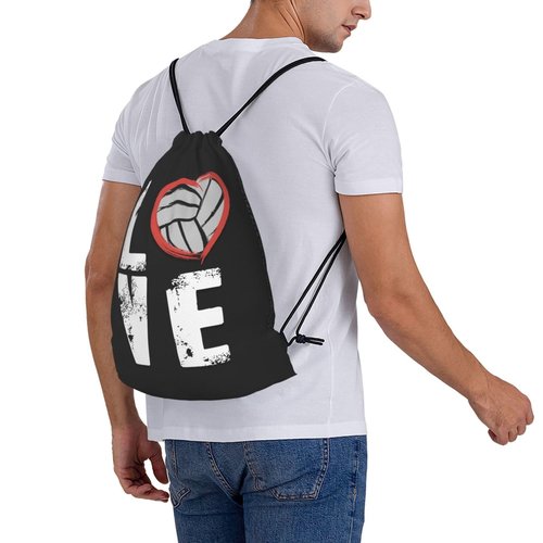 AIMASTZ Love Volleyball Unisex Drawstring Backpack Bag Sport Gym Travel Swim Sackpack