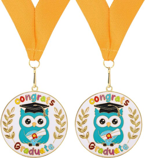 Kindergarten Graduation Medal - Kids Preschool Graduation Decorations with Neck Ribbon | 2 Metal Medals