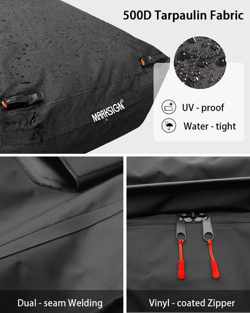 MARKSIGN Truck Bed Bag, 100% Waterproof Truck Cargo Bag Fits Any Truck Size with 4 Handles, Built-in 4 Ratchet Tie Down Straps, 34 Cubic Feet (57''x48''x22'')
