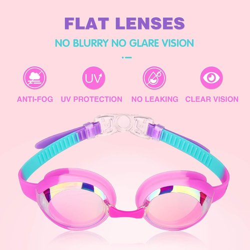 Keary Kids Swim Goggles - Anti-Fog, Waterproof, UV Protection | Clear Vision for Ages 3-12