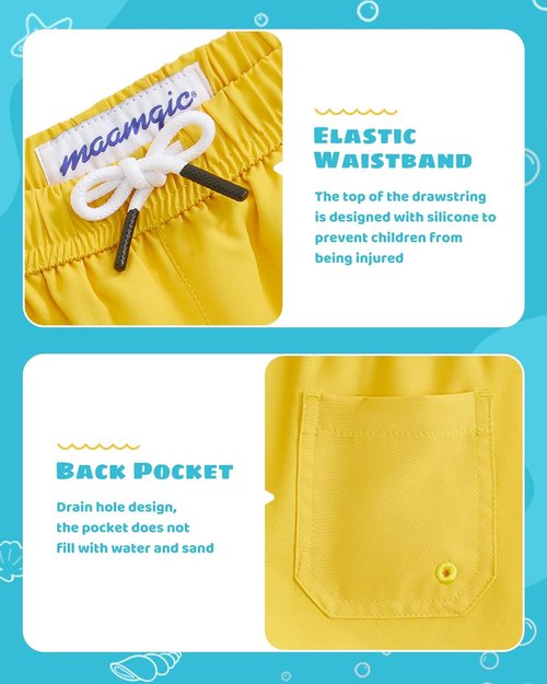 Maamgic Boys Swim Trunks - Compression Liner Toddler Stretch Swim Shorts for Comfort and Flexibility