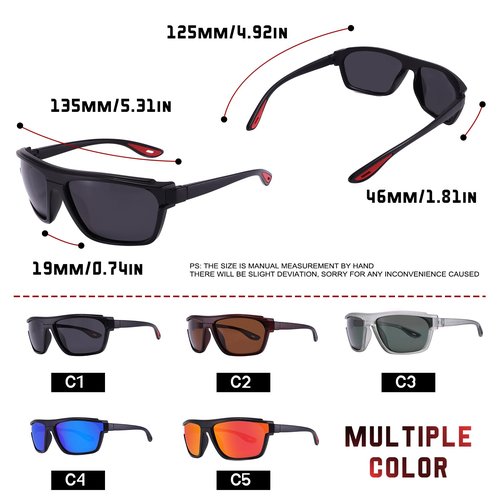 MALIDAK Polarized Sunglasses for Men, Lightweight Sports Sun Glasses with UV Protection for Cycling Driving Fishing