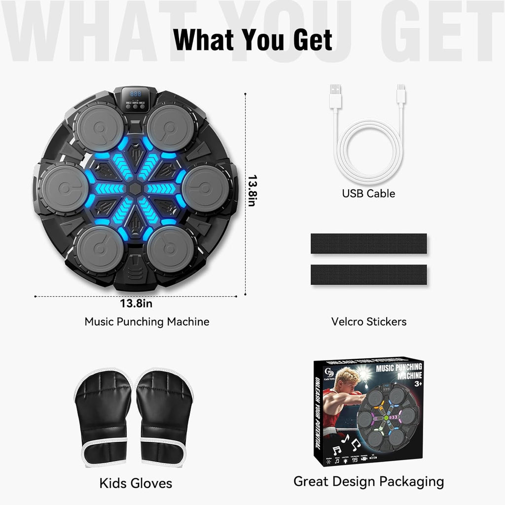 Skiennix Music Punching Machine - Bluetooth Wall Boxing Pad with Rhythm Lights & 3 Speed Modes | Home Fitness Equipment for Kids & Adults
