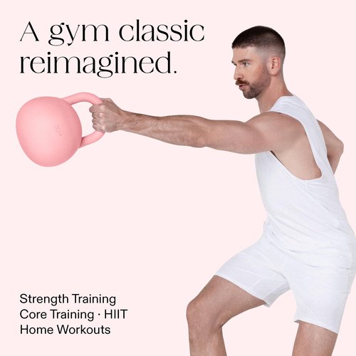 Bala 10lb Kettleball, Soft Kettlebell for Women - Kettlebells Strength & Core Training Equipment for Home Gym Workouts - Anti-Slip Grip Exercise Weights with Cushioned Impact-Resistant Base - Blush