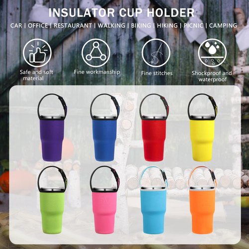 Perthlin 30oz Tumbler Carrier Holder Pouch with Shoulder Strap Reusable Cup Holder Pouch Neoprene Insulator Cup Sleeve Cover Holder Drinks Sleeve Holder