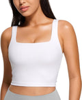 CRZ YOGA Butterluxe Crop Tank Top for Women - Padded Longline Sports Bra | Comfortable Yoga Camisole