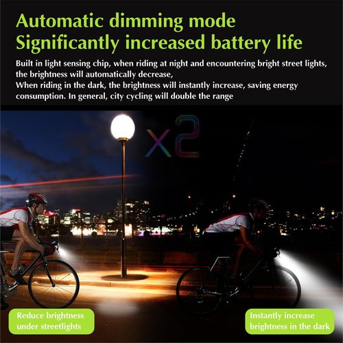 1200 Lumens Bike Lights Front and Back，LED USB Rechargeable Bicycle Light，Bicycle Headlights with Electric Horn，Super Bright Children's and Adult Bicycle Lights，Automatic dimming, 4+4 Lighting Mode