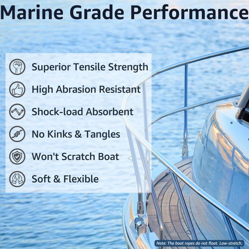 Double Braid Dock Lines by [Brand Name] - Heavy Duty Nylon Boat Ropes 3/8" x 20' with 12" Spliced Eye - Soft, Durable Marine Lines for Pontoon & Light Boats (Navy Blue)