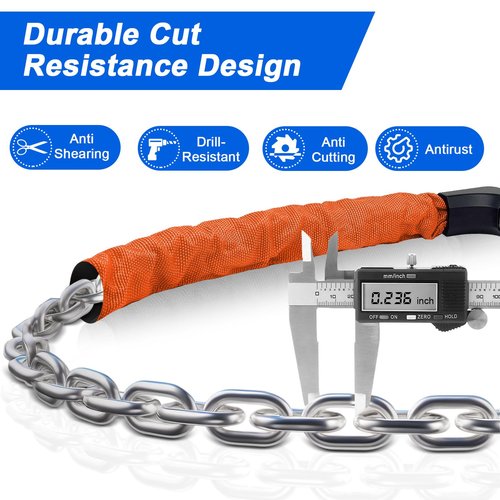 NDakter Upgrade Bike Chain Lock with 4 Digit Combination and 2 Keys, 3.2/4.28 Ft Heavy Duty Anti-Theft Bicycle Lock, 2 Ways to Unlock High Security Scooter Locks for Ebike, Escooter, Door