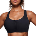 SYROKAN High Impact Zip Front Sports Bra for Women - No Underwire, Soft Padded, Racerback Design