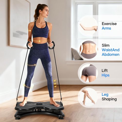 Waist Twister Machine with LCD Display，Noiseless Ab Workout Board and Resistance Bands，Slim Waist Machine with Anti-Slip, Home Gym Equipment for Women & Men Black