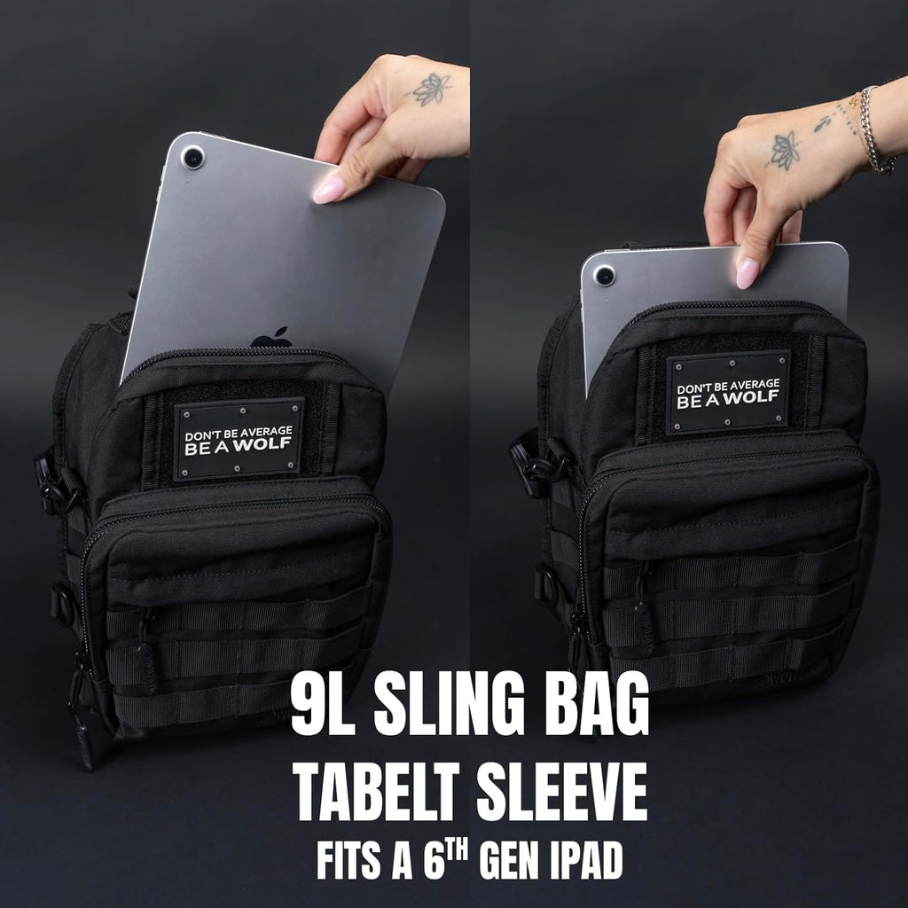 WOLFpak Tactical Sling Bag - Concealed Carry CCW Backpack | 9L Military Crossbody EDC Daypack - Alpha Black