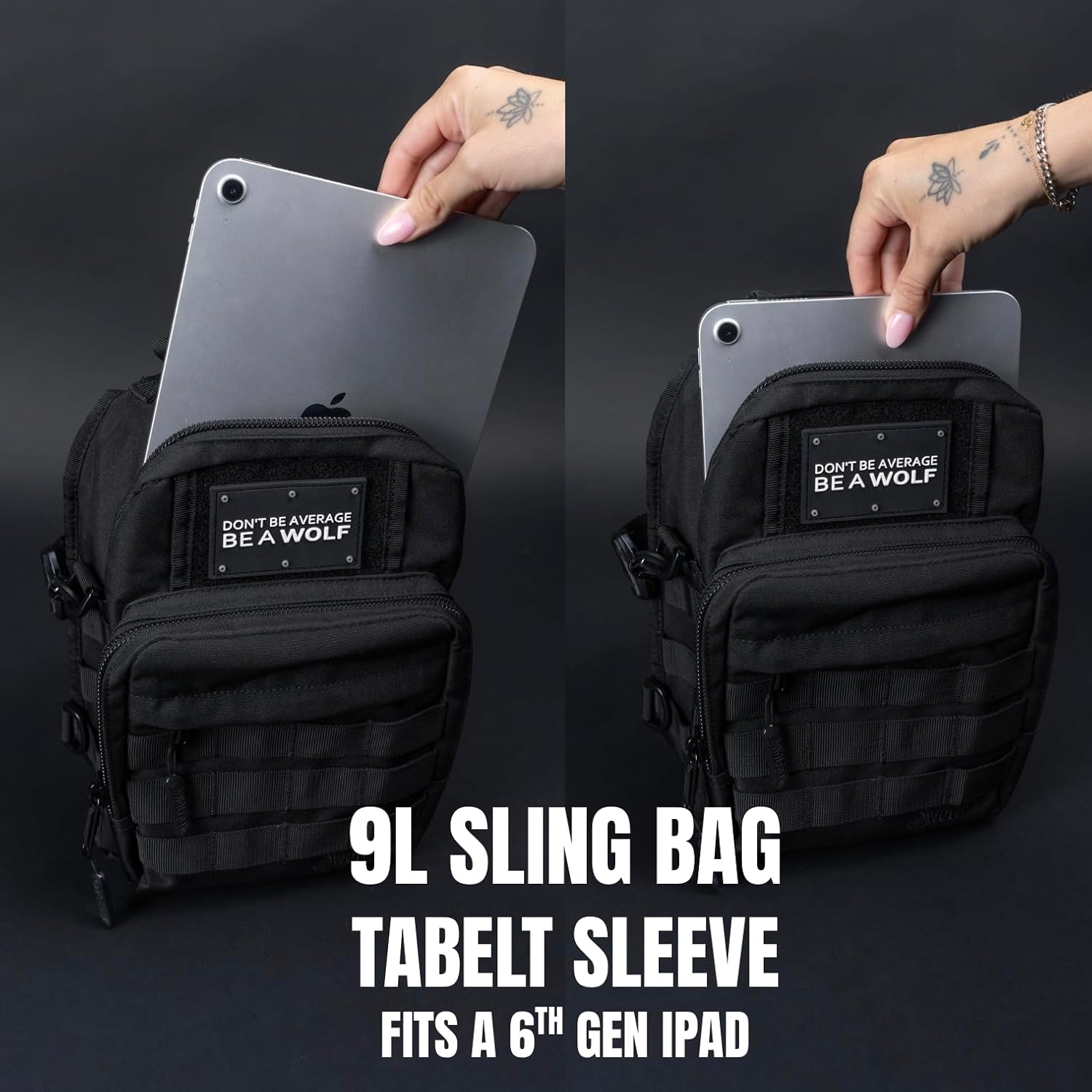 WOLFpak Tactical Sling Bag - Concealed Carry CCW Backpack | 9L Military Crossbody EDC Daypack - Alpha Black