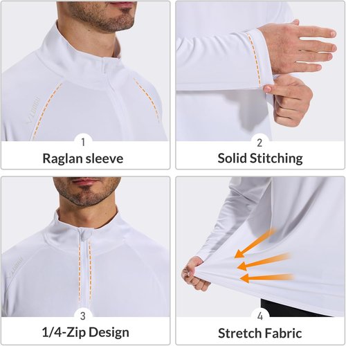LOOGU Men's Quarter Zip Golf Pullover Long Sleeve 1/4 Zip Mock Neck UPF50+ Shirts Running Athletic Hiking Quick Dry Outdoor