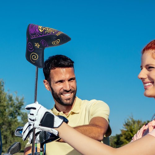 Big Crazy Golf Headcovers, Blade Putter Cover with PU Leather, Waterproof Putter Cover Blade, Golf Head Covers, Magnetic Putter Cover Gift(Skull Putter)