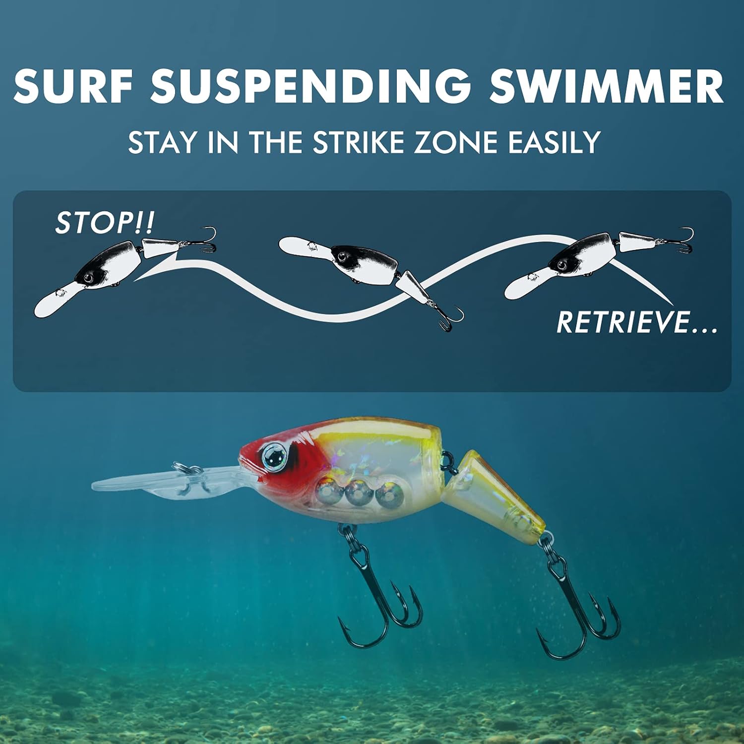 TRUSCEND Fishing Lures - Easy Catch Swimmax with BKK Hooks | Lifelike Vibrating Actions for Bass, Trout, Walleye, Crappie