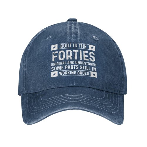 Built in Forties Hat Baseball Hats 40th Birthday Gifts for Men,40th Birthday Decorations for Men Navy Blue