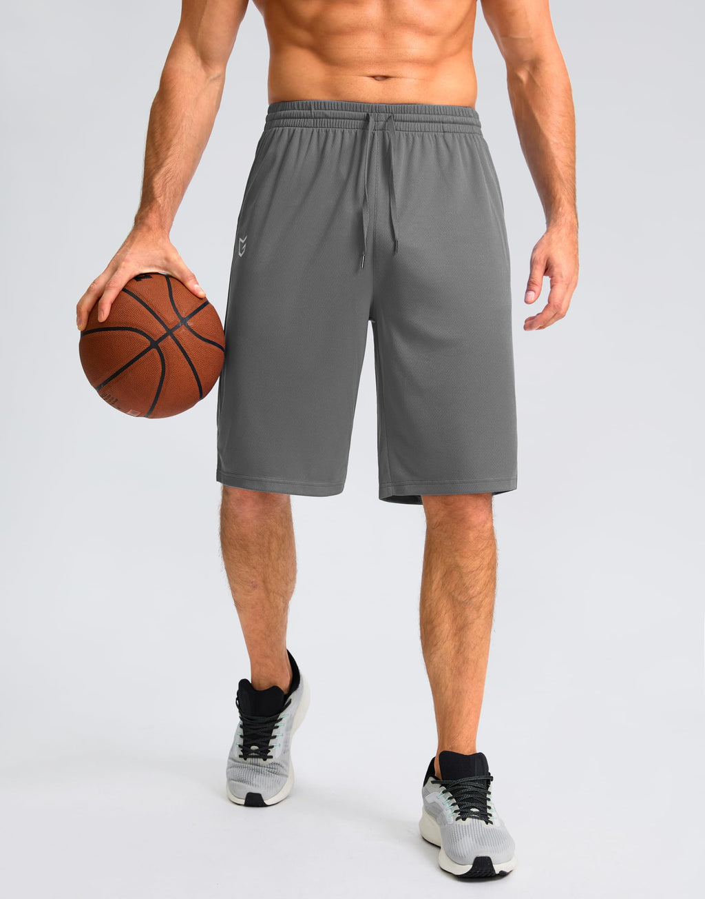G Gradual Men's Athletic Shorts with Pockets 9" / 11" Long Basketball Shorts Lightweight Quick Dry Gym Workout Shorts for Men(Steel,XL)