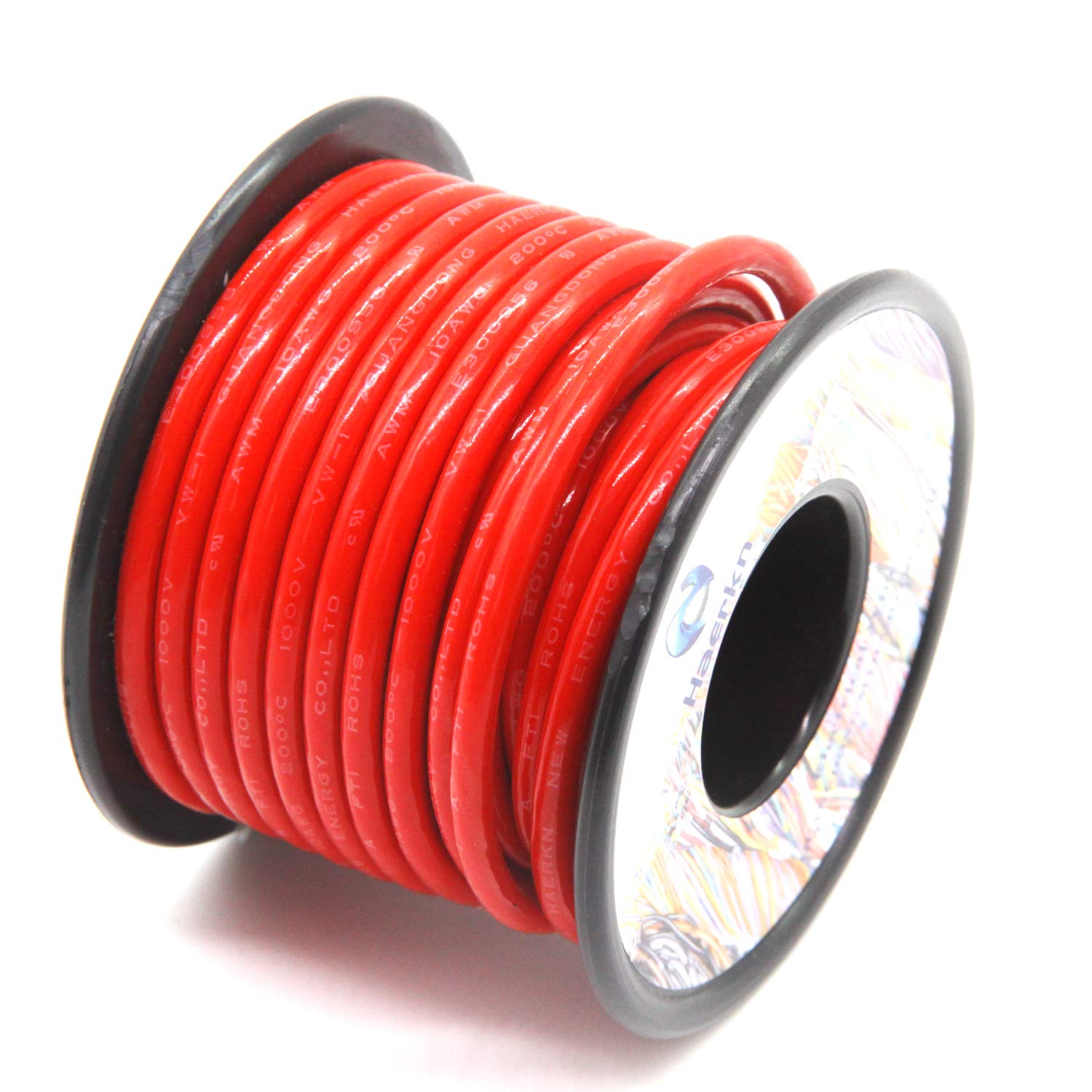 Skiennix 10 Gauge Marine Grade Electrical Wire - High Voltage 1000V, 25FT Red Tinned Copper Cable