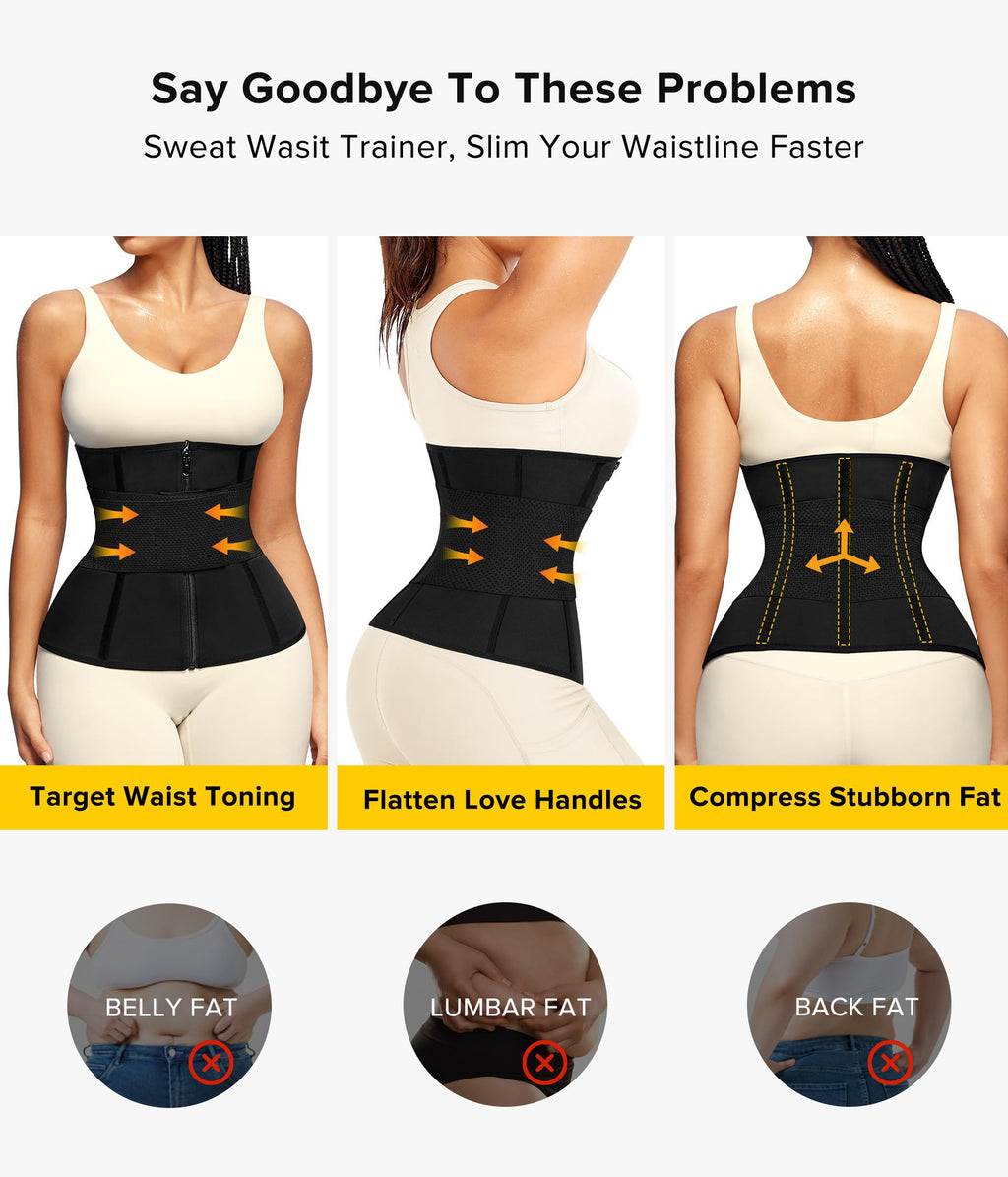 Junlan Sweat Waist Trainer for Women - Sauna Waist Trimmer for Working Out(Blue,X-Large)