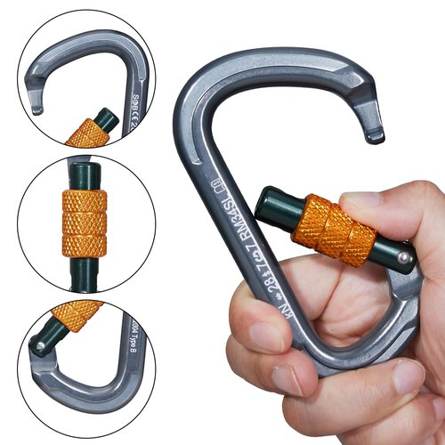 Auto Locking Rock Climbing Carabiner Clips, Heavy Duty Asymmetrical Carabiner Connector Used for Rappelling Rescue Outdoor Climbing, Mountaineer, Hammock, Camping (RM34SL（3pack）)