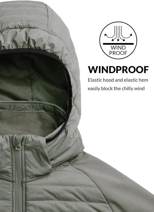 Baleaf Men's Running Jacket - Lightweight Insulated Puffer for Hiking & Golf | Warm Up Coat with Thumb Holes