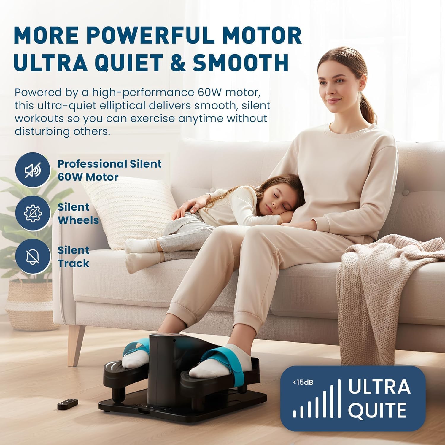 Under Desk Elliptical Machine - Electric Pedal Exerciser for Seniors & Adults | 12-Speed Quiet Leg Workout