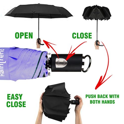 NEW 2 PCS Windproof Umbrellas for Rain Compact Umbrella for Men and Compact Umbrella for Women Automatic Open Close Umbrella Folding Sun Umbrella UV Protection - Bundle