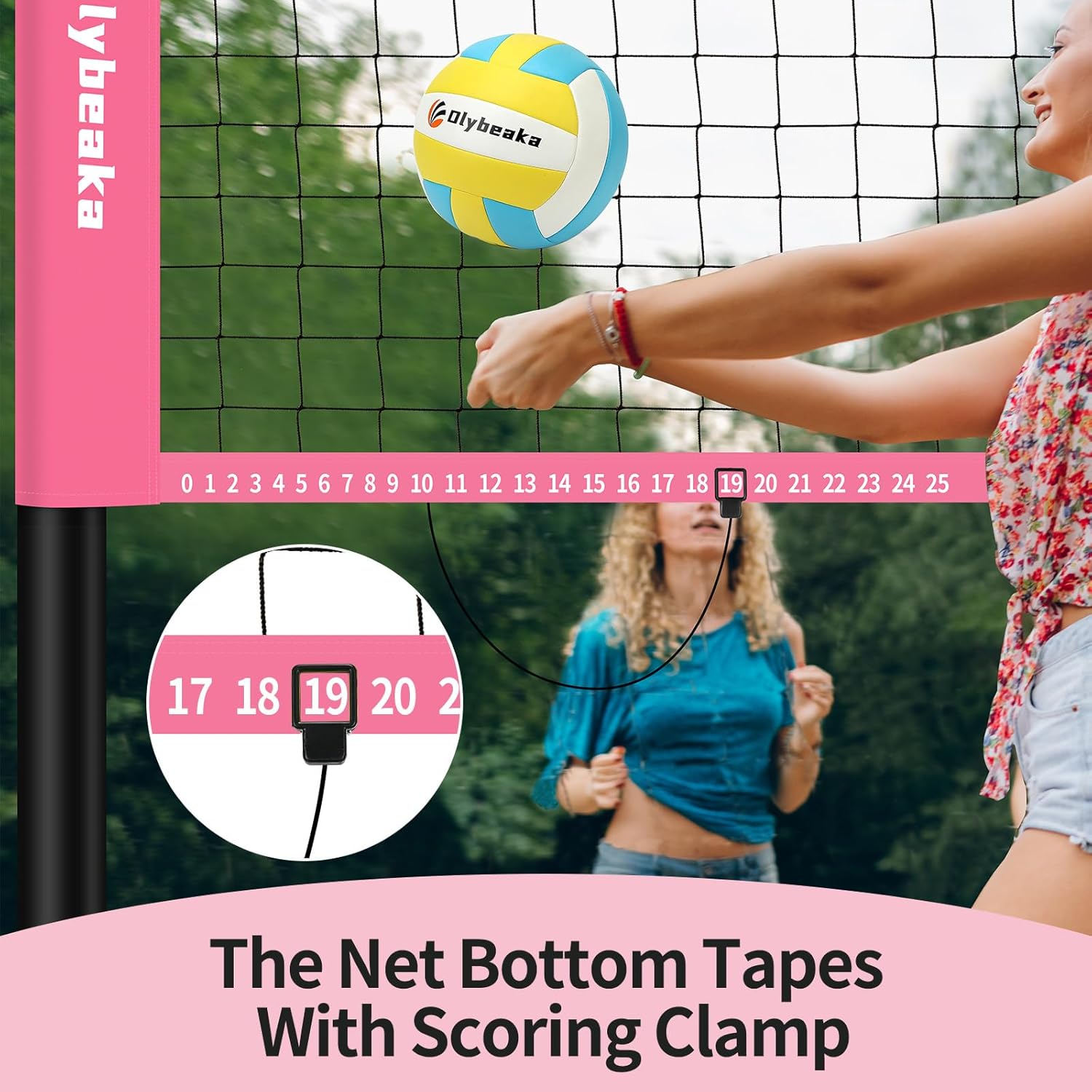 Skiennix Portable Outdoor Volleyball Net Set - Adjustable Poles, Soft PU Volleyball & Pump, Carry Bag Included