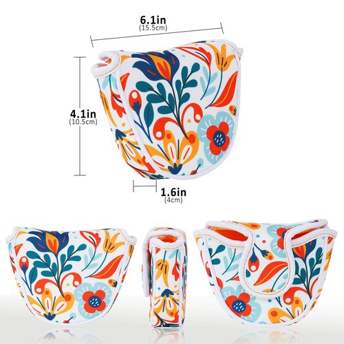 Craftsman Golf Floral Mallet Putter Headcover Cover for Heel Shaft Putters Women Men