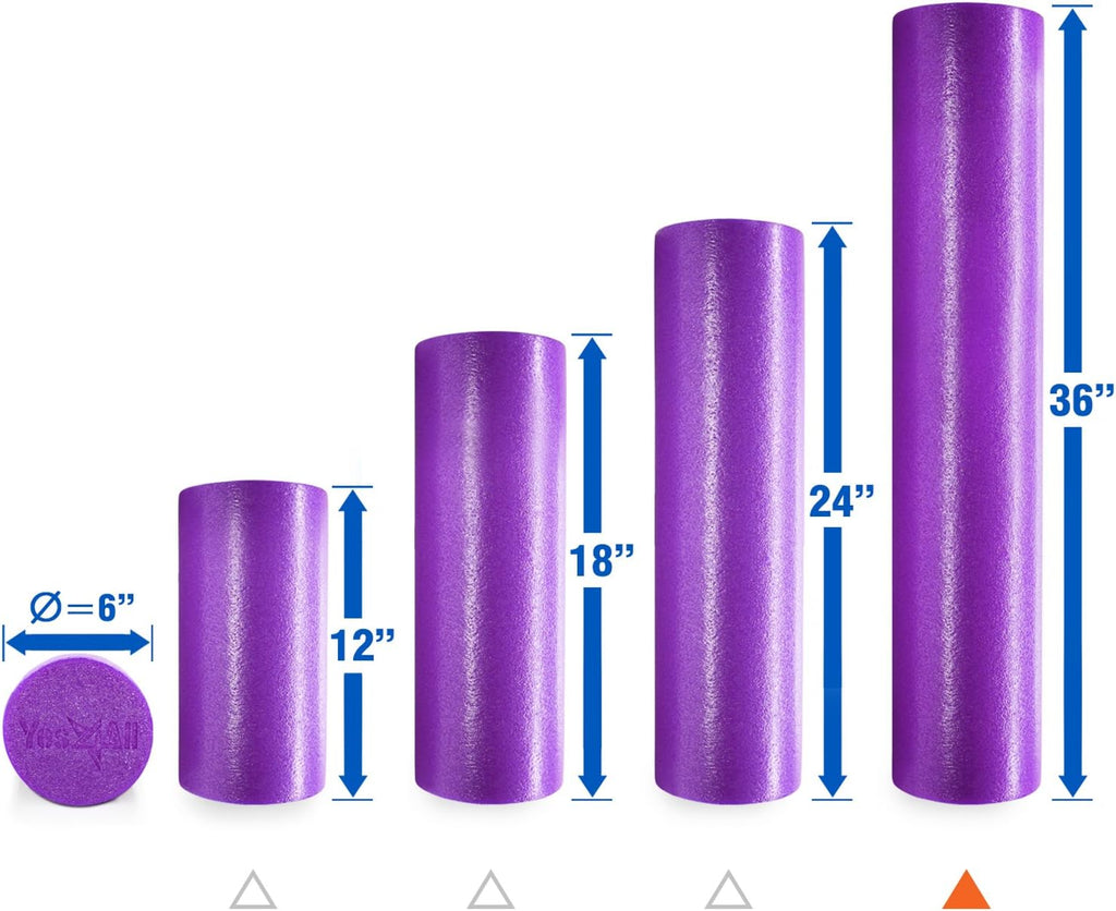 Yes4All Foam Roller - Medium Firm Round PE for Pilates, Yoga & Core Exercises | 12-36 Inches