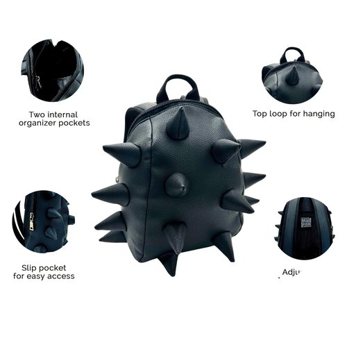 Madpax Got Your Black Spike Mini Travel Backpack | Edgy Faux Leather Bag with Spikes, Compact Design, Durable & Water-Resistant | Ideal for Everyday Use, or Work