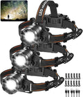 3Pack Ultra Bright LED Headlamp Rechargeable for Adults - 4 Modes, Adjustable Focus & 90° Head