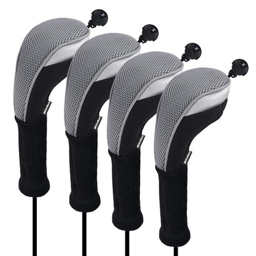 Andux 4pcs/Pack Long Neck Golf Hybrid Club Head Covers Dial No. Tag CTMT-02 Grey