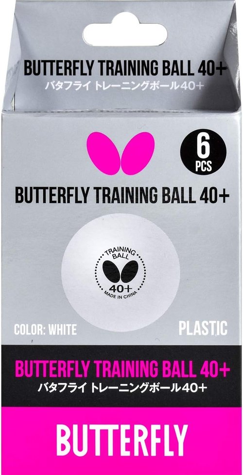 Butterfly 40+ Training Balls - High-Quality White Training Balls | Pack of 6 or 120