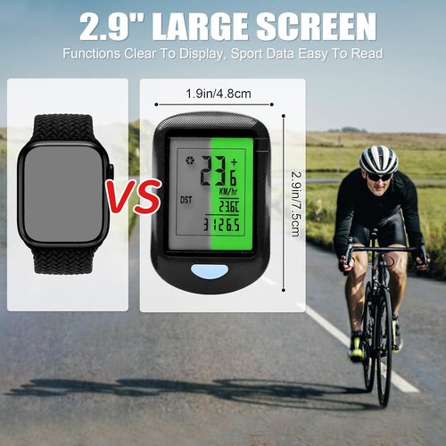 CYFIE Wireless Bike Computer - Multi-Function Waterproof Odometer & Speedometer | 2.9'' LCD Screen