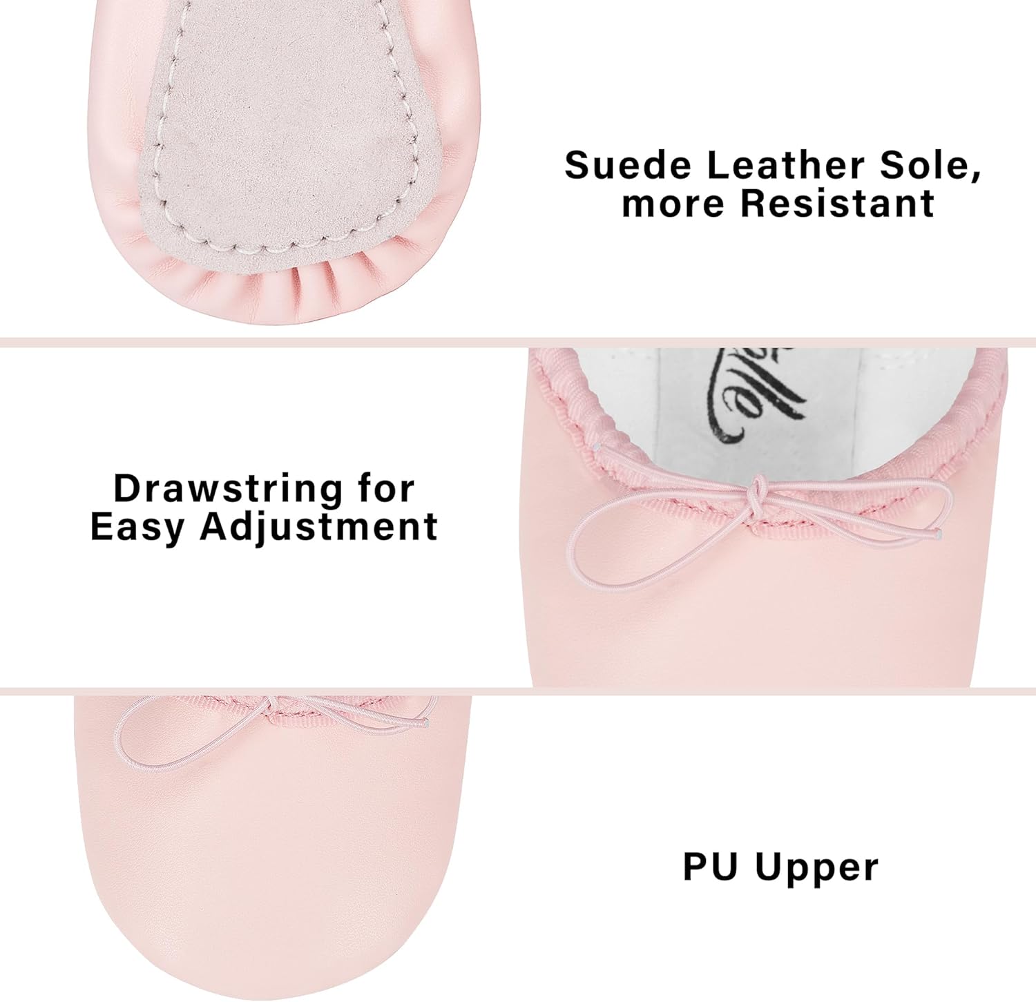 STELLE Ballet Shoes - PU Leather Dance Slippers for Girls & Boys | Toddler to Big Kid Sizes