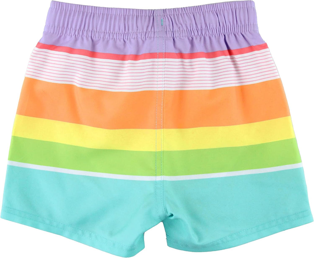 RUGGEDBUTTS Boys Swim Trunks - UPF 50+ Sun Protection | Striped Color Block Design