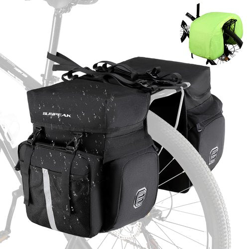 Sunpeak Bike Bag Accessories Panniers for Bicycle Rear Rack Bag 45L Waterproof Mountain Electric Bike Saddle Bag for Cycling Traveling Commuting Black