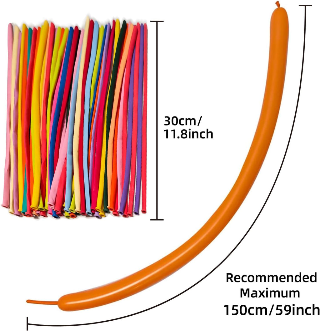 Skiennix 260 Long Balloons - 200 Pack Thick Twisting Balloons for Animal Shapes | Party Decorations