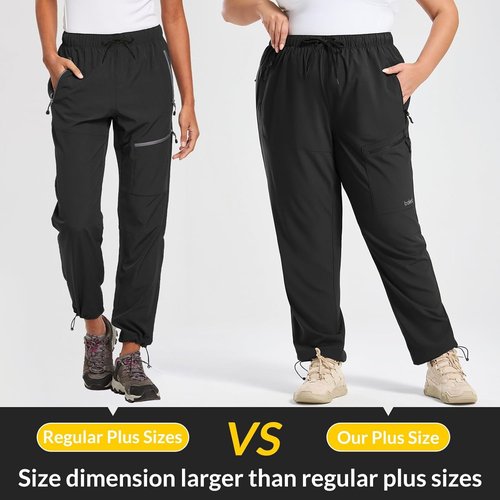 Baleaf Plus Size Cargo Pants for Women - Water Resistant Hiking Joggers with Zipper Pockets | UPF 50+