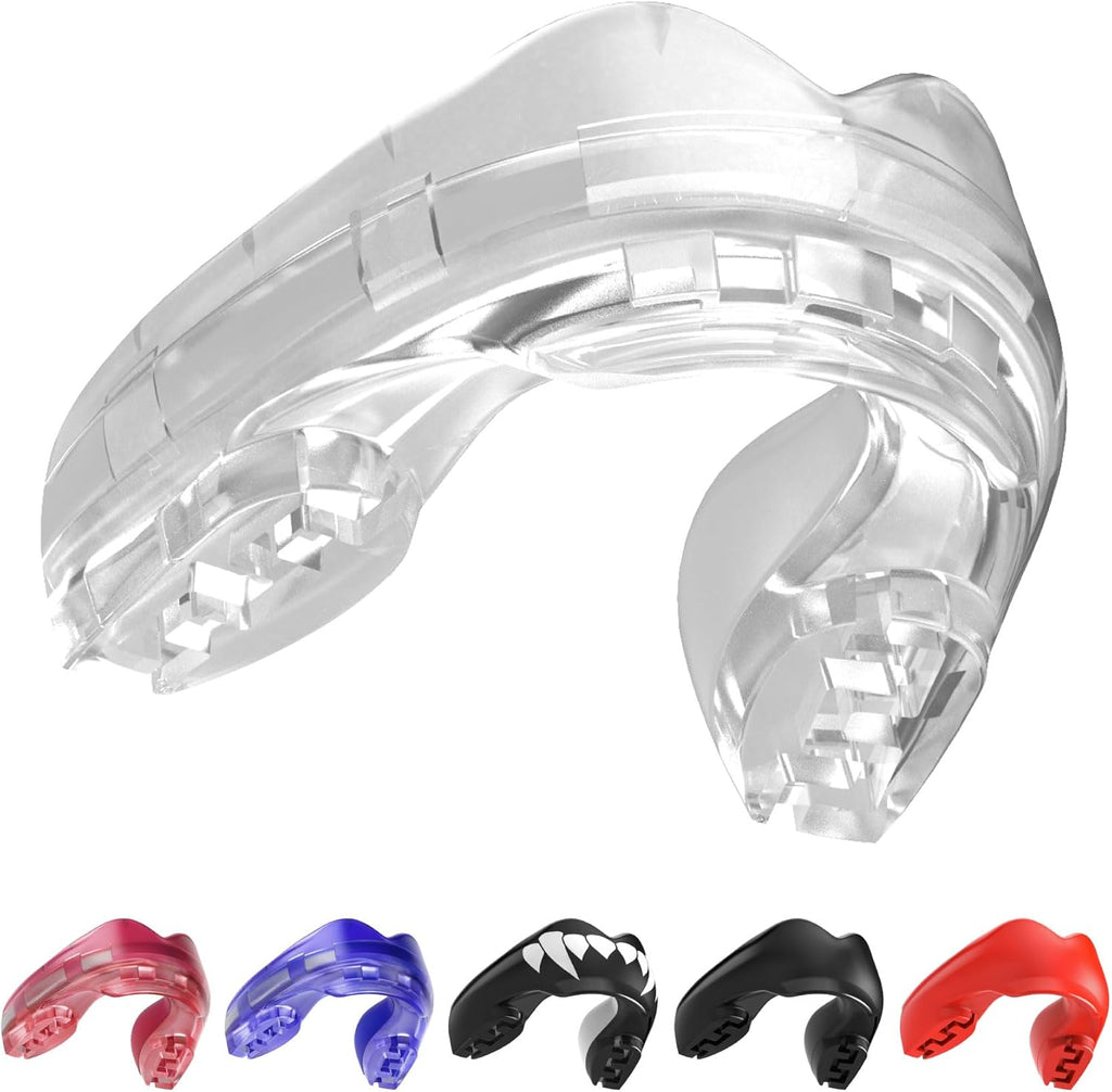 SAFEJAWZ Mouth Guard - Remoldable Upper & Lower Protection for Braces | Ideal for Contact Sports (Transparent)