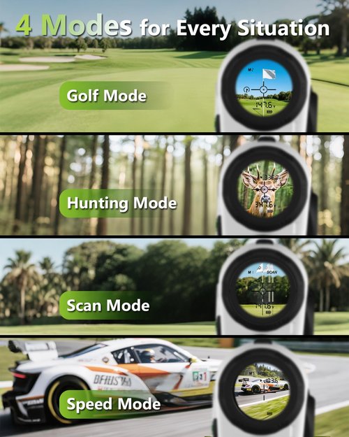 Golf Range Finder with Slope - 1200 Yards Range Finder Golf, 6X Magnification Golf Range Finder Magnetic with Flag Pole Locking Vibration, Rechargeable Golf Accessories for Men (White)