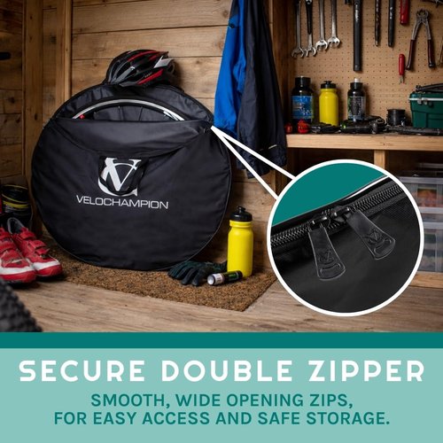 VeloChampion Waterproof Bicycle Wheel Bag Storage Cover | Mountain, Road, Gravel or Kids BMX | 650b. 700c. 16” 20” 24” 26” 27.5” 29” Bike Wheelset Transport Travel Case