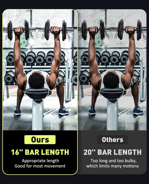 AboveGenius 16" Olympic Dumbbell Handles, Solid Steel Loadable Weight Bars for 2-Inch Plates, Adjustable Home Gym Strength Training Equipment (Includes 4 Spring Collars)